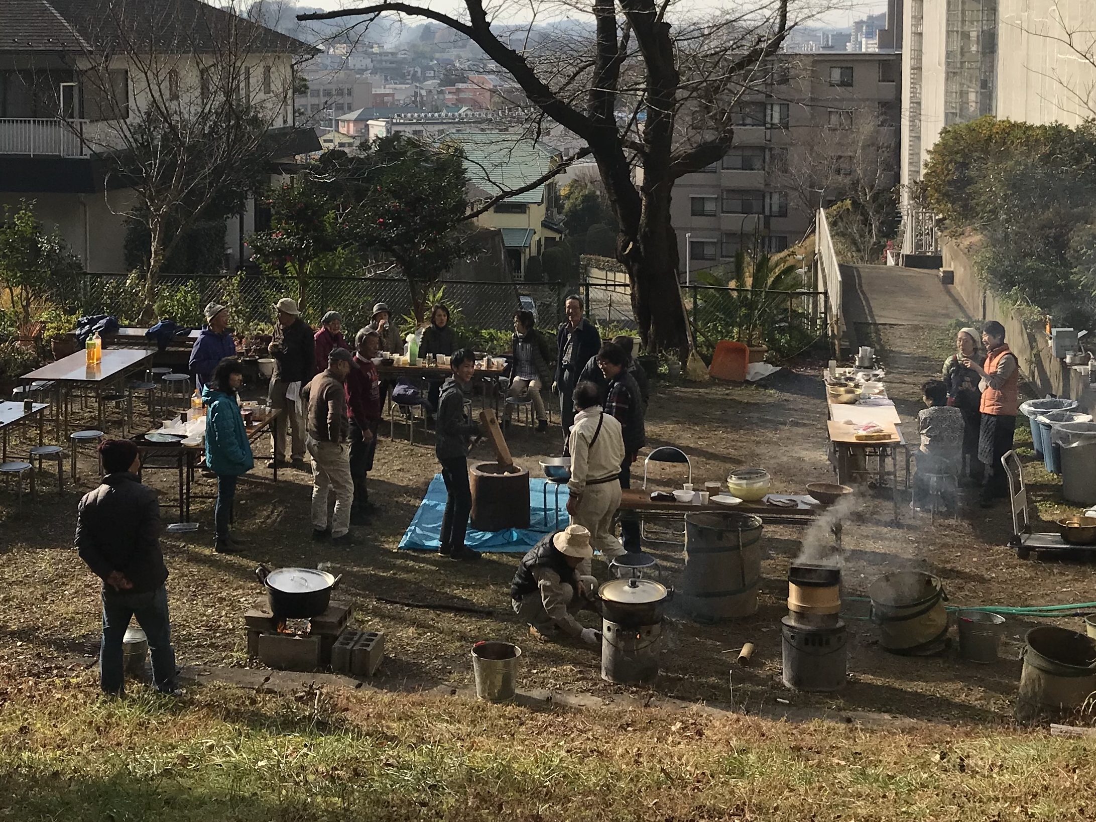 第六天緑地でのもちつき